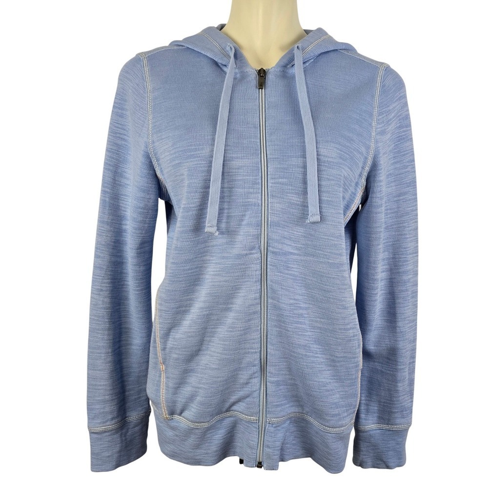 Tommy Bahama Women's Full Zip Hoodie Knit Pima Cotton Tencel Island Soft Blue M